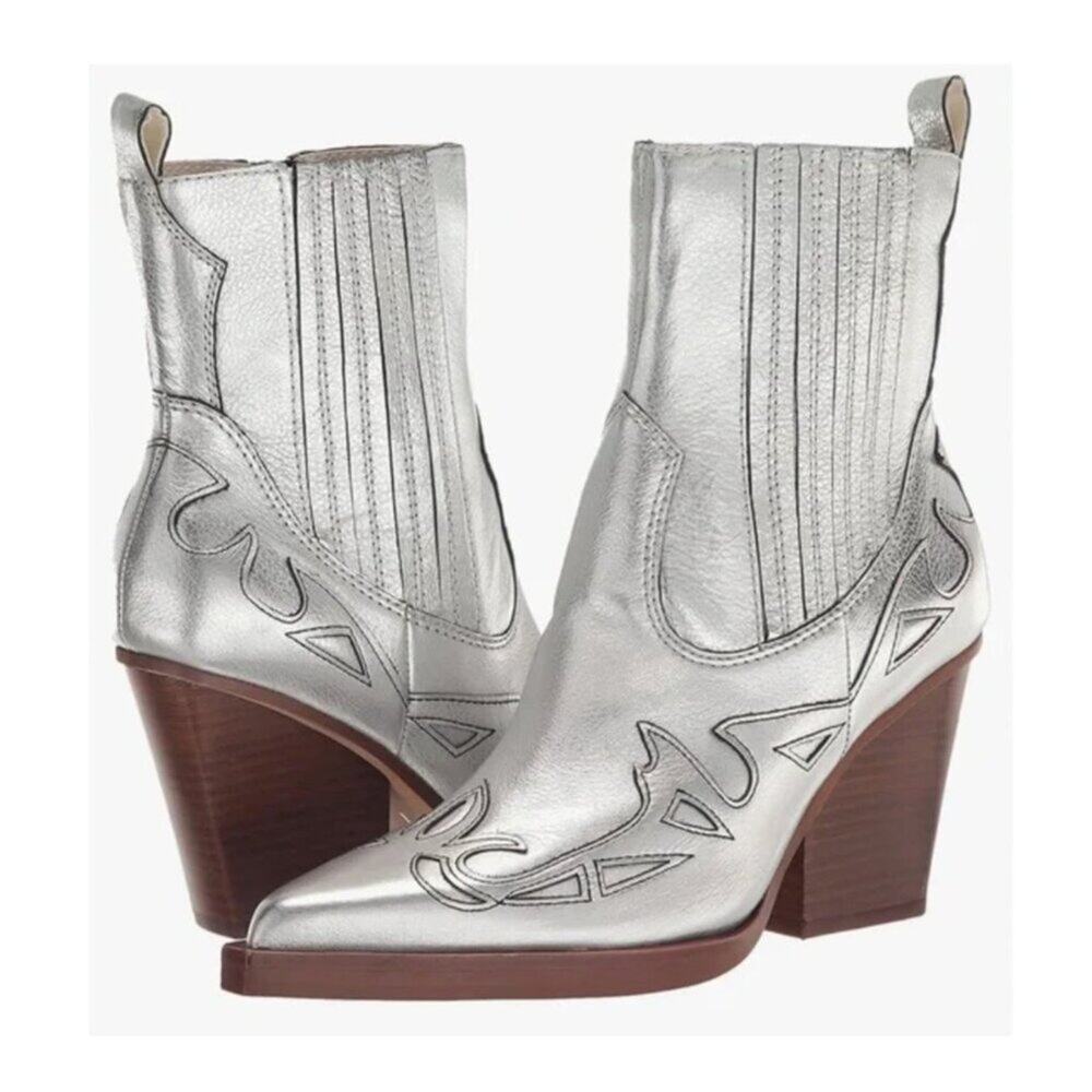 Dolce Vita Beaux Metallic Silver Heeled Western Boots